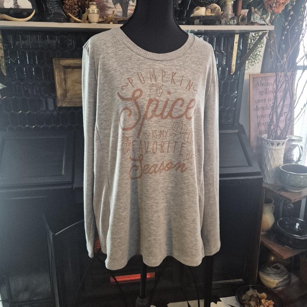 Thin Gray Pumpkin Spice Is My Season Sweater Fall Harvest Plus Size XXL